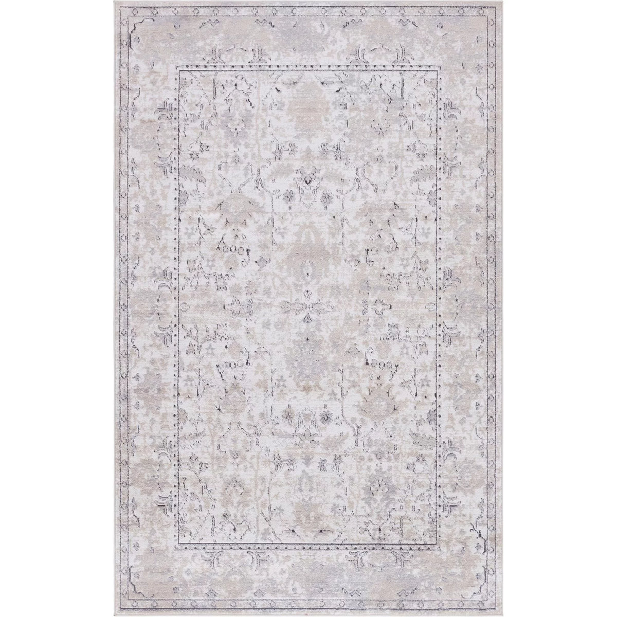 Ivory/Gray 10' x 14' Rectangle Border Traditional Rug F35923