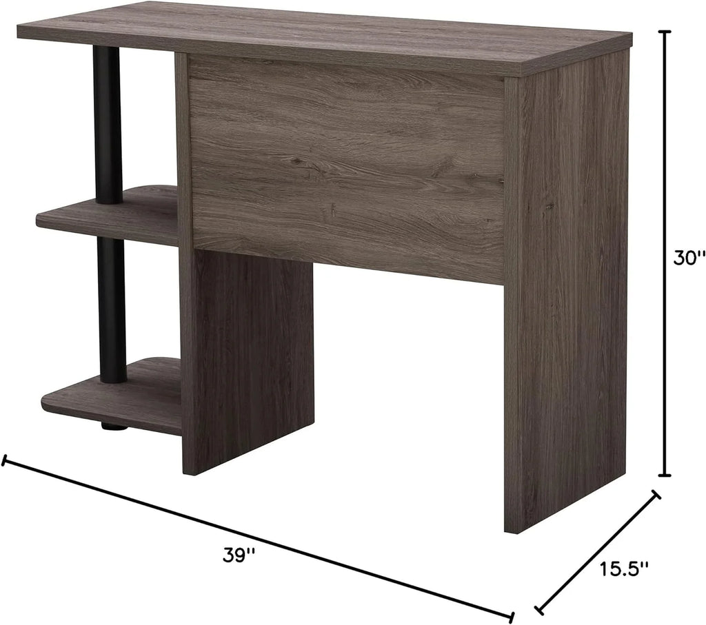 Compact Computer Desk with 2 Storage Shelves V241133