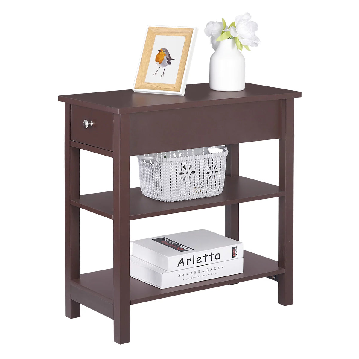 Set of 2 3-Tier Brown Side Table E647060