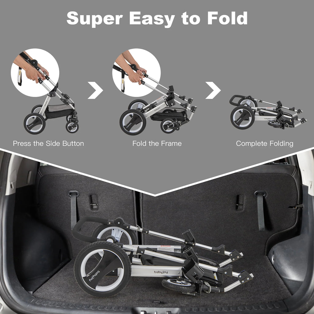 Folding Aluminum Baby Stroller with Diaper Bag M196