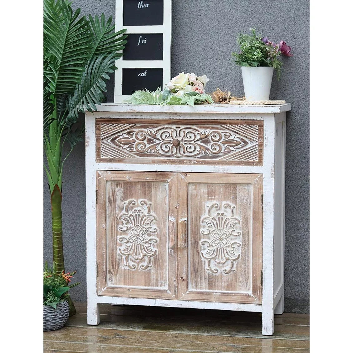 Wood Cabinet with 1 Drawer and 2 Doors W921
