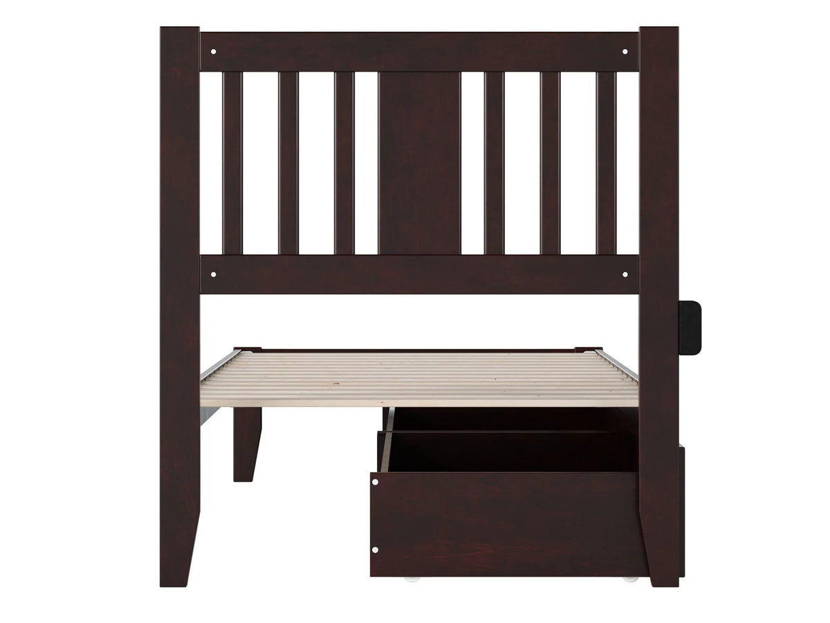 Twin XL Wood Platform Bed Frame with Set of 2 Storage Drawers I341685