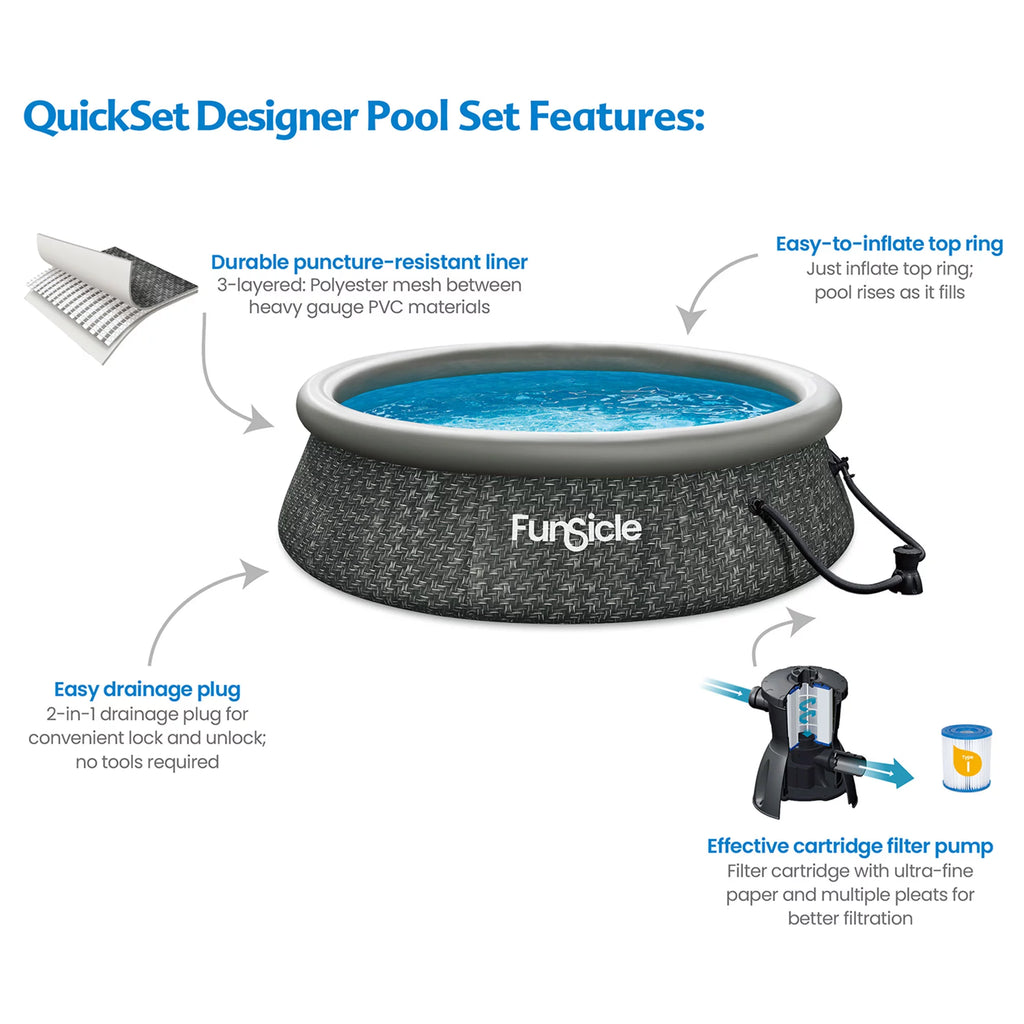 10ft x 30in Round Above Ground Pool with Cartridge Filter Pump Z371264