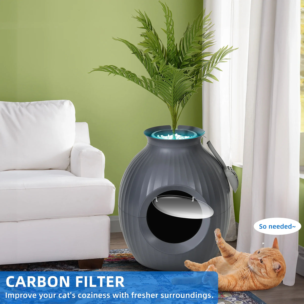 Enclosed Cat Litter Box with Odor Control M594911