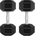 Rubber Hex Dumbbell 5-60 Lbs with Metal Handle O5708