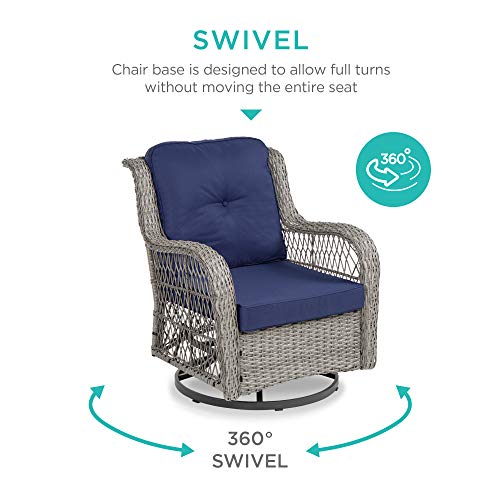 3-Piece Outdoor Wicker Patio Bistro Set with Swivel Rocking Chairs and Side Table Z46266