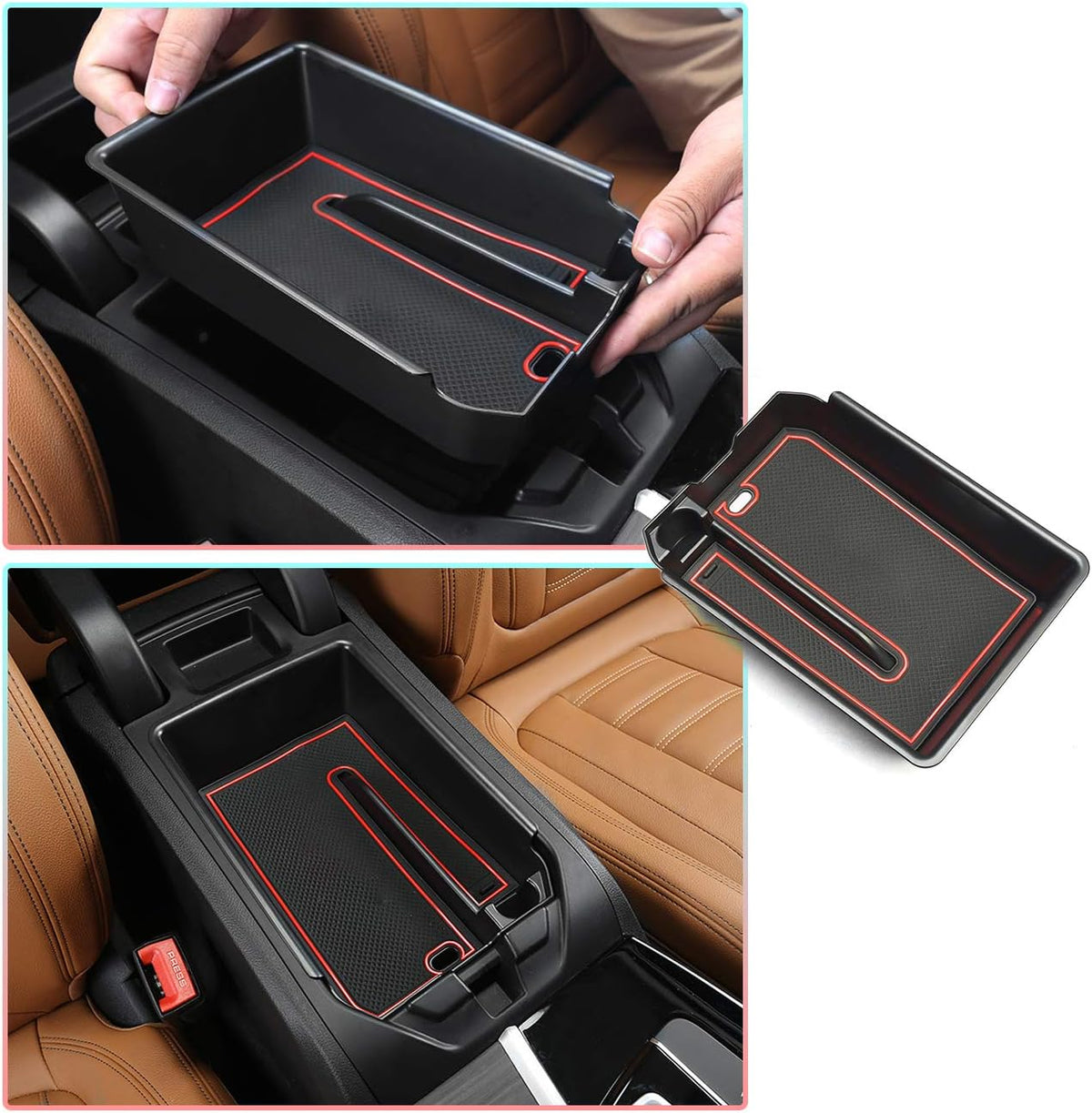 Center Console Organizer Tray Red Pack of 2 V692