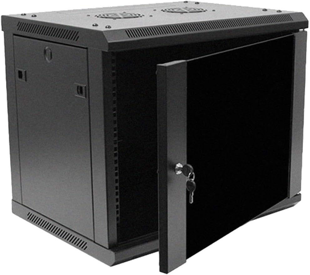 9U 19-Inch Server Network Rack with Locking Glass Door Black F6753