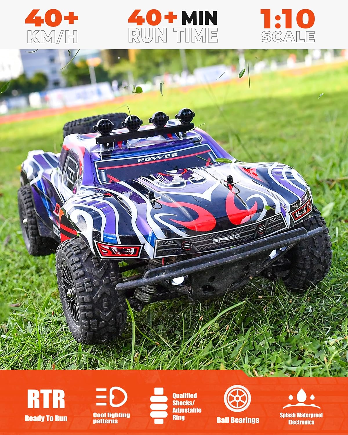 1:10 Scale 4WD Remote Control Monster Truck with 2 Rechargeable Batteries X463983