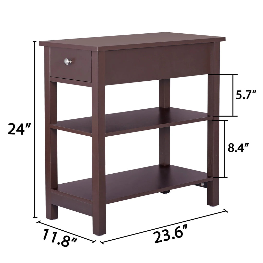 Set of 2 3-Tier Brown Side Table E647060