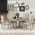 5-Piece Extendable Wood Dining Table Set with 4 Upholstered Chairs C179