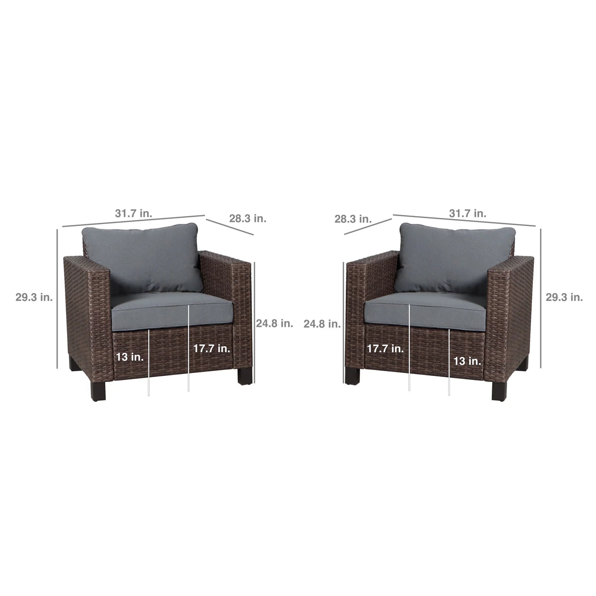 Gray Outdoor Club Chair 2 Pack T277