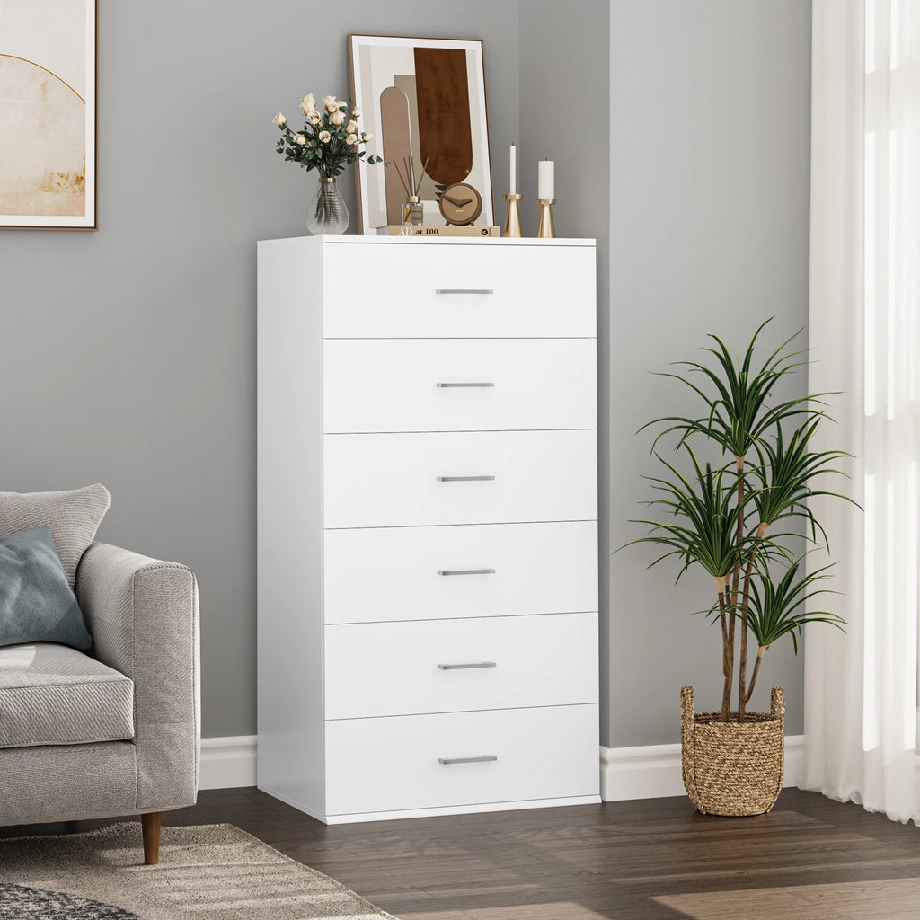 White 6 Drawer Wood Dresser U1789