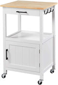 White Rolling Kitchen Island with Single Door Cabinet W9302