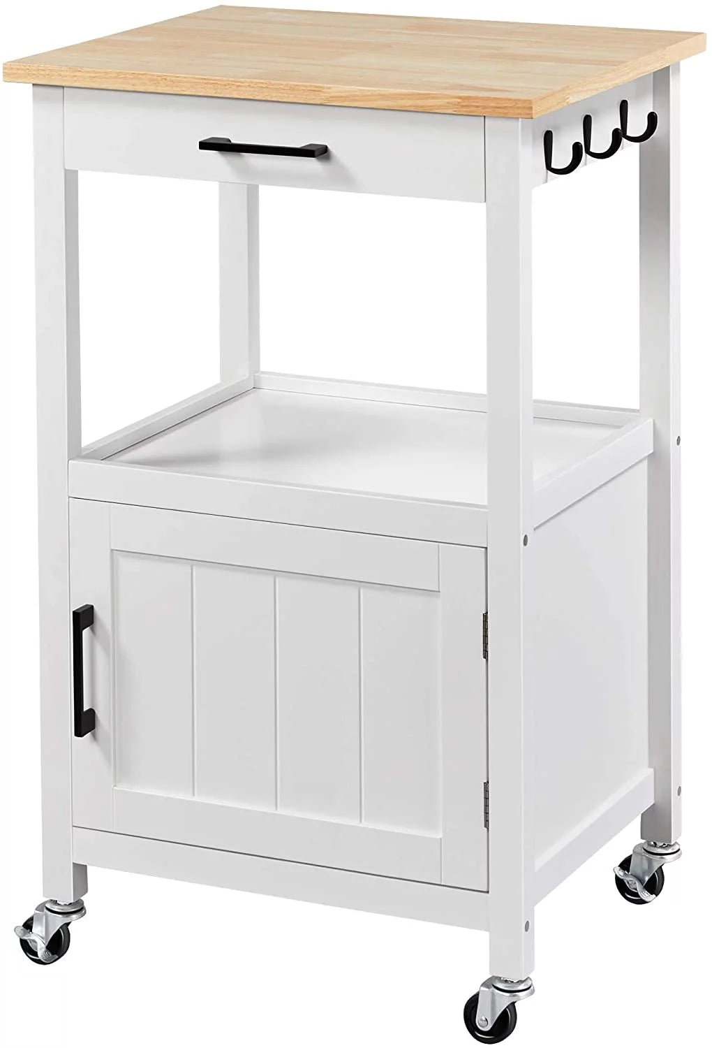 White Rolling Kitchen Island with Single Door Cabinet W9302