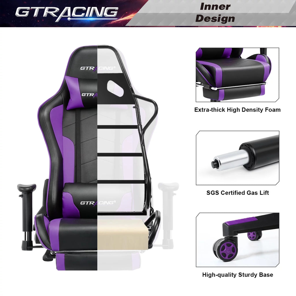 Purple Gaming Chair with Speakers and Footrest X1266