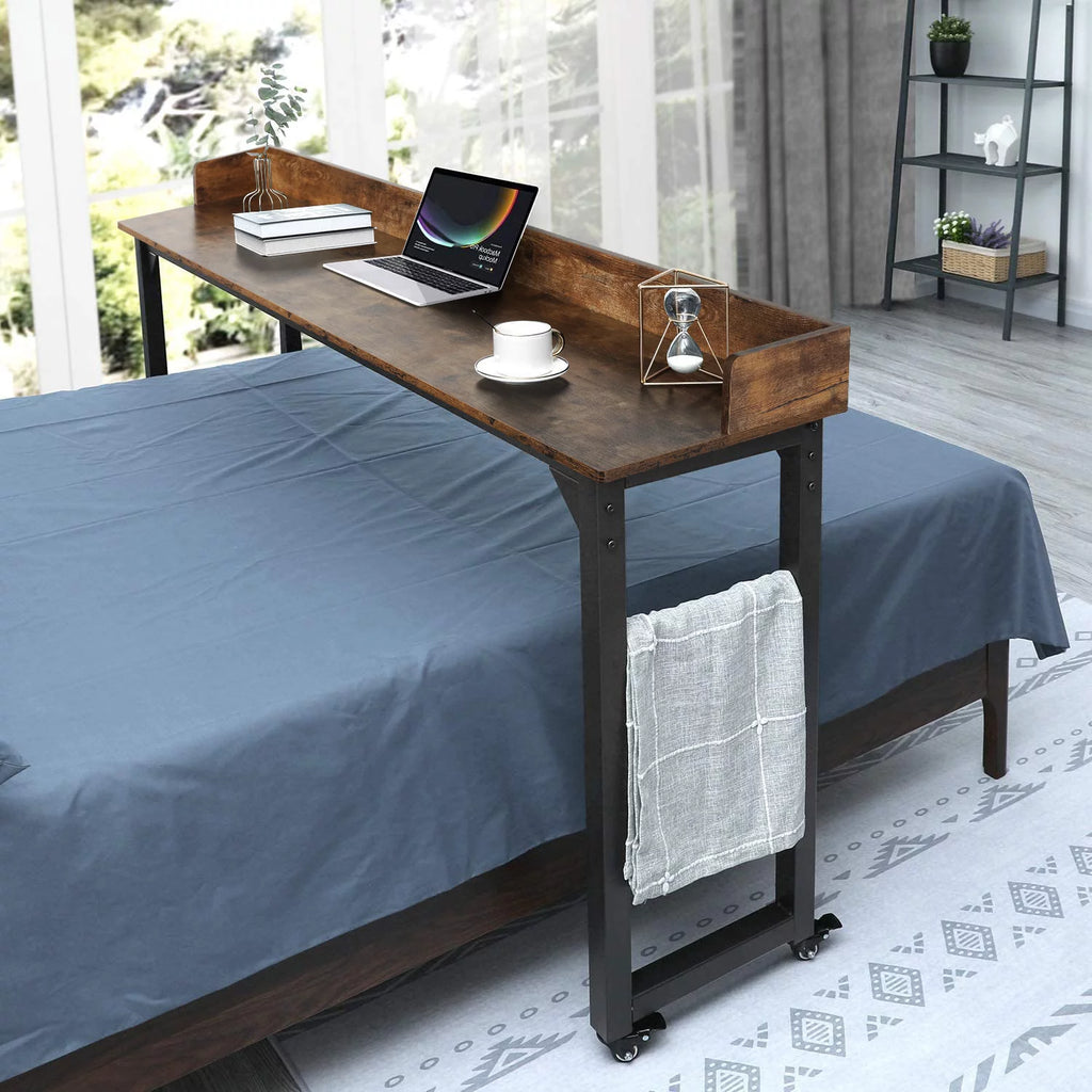 Brown Overbed Table with Wheels O292584