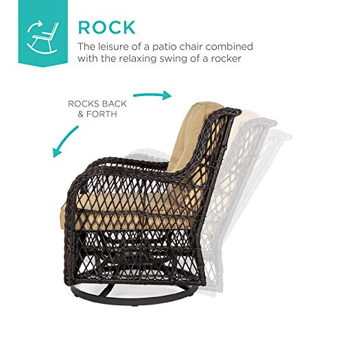 3-Piece Outdoor Wicker Patio Bistro Set with Swivel Rocking Chairs and Side Table Z46266
