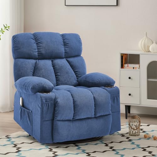 Grey Massage Rocker Recliner Chair with Heat and Vibration U9993