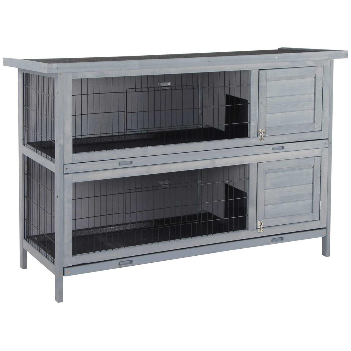 2-Story Wooden Rabbit Hutch with Lockable Doors R939087