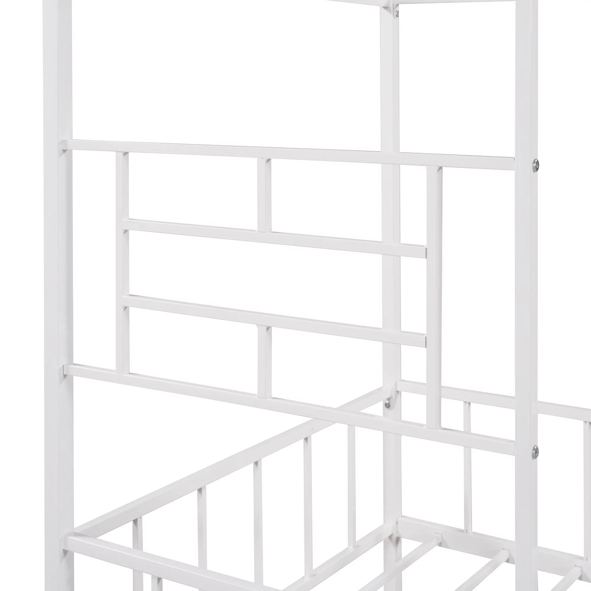 White Twin Size Metal Platform Bed Frame with Slatted Support J42158