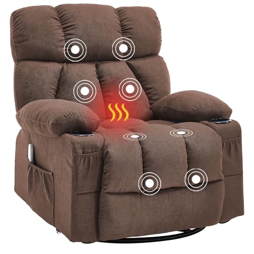 Grey Massage Rocker Recliner Chair with Heat and Vibration U9993
