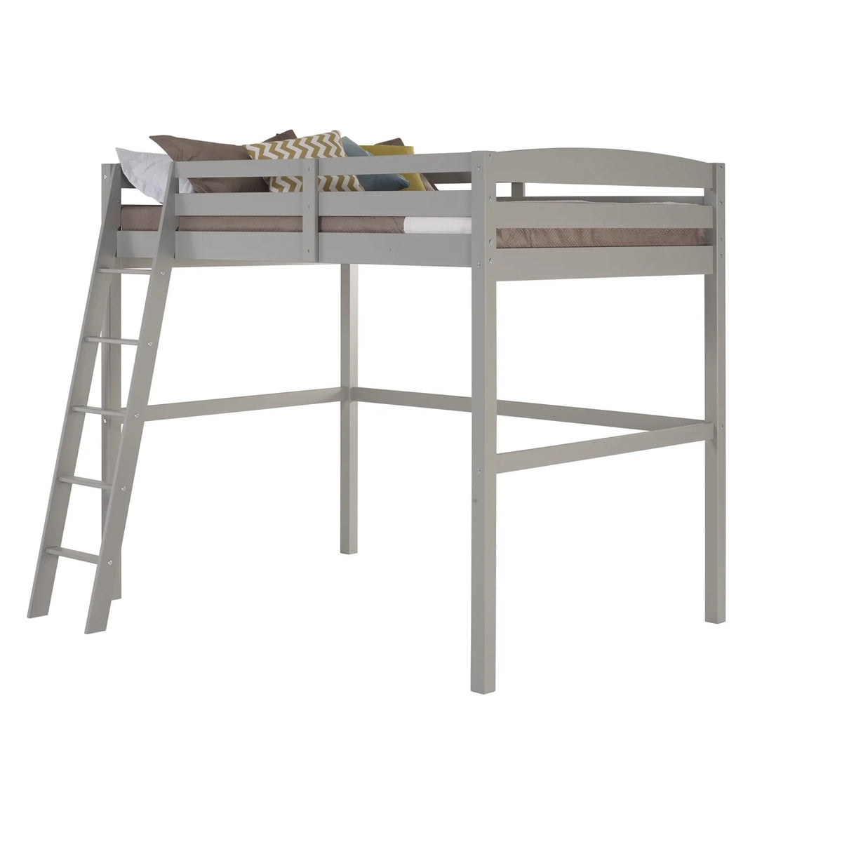 Solid Wood High Loft Bed Frame Full Gray B8809