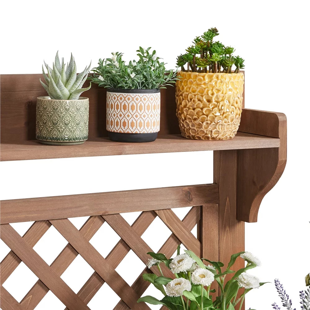 Wooden Potting Bench with Sliding Tabletop X660