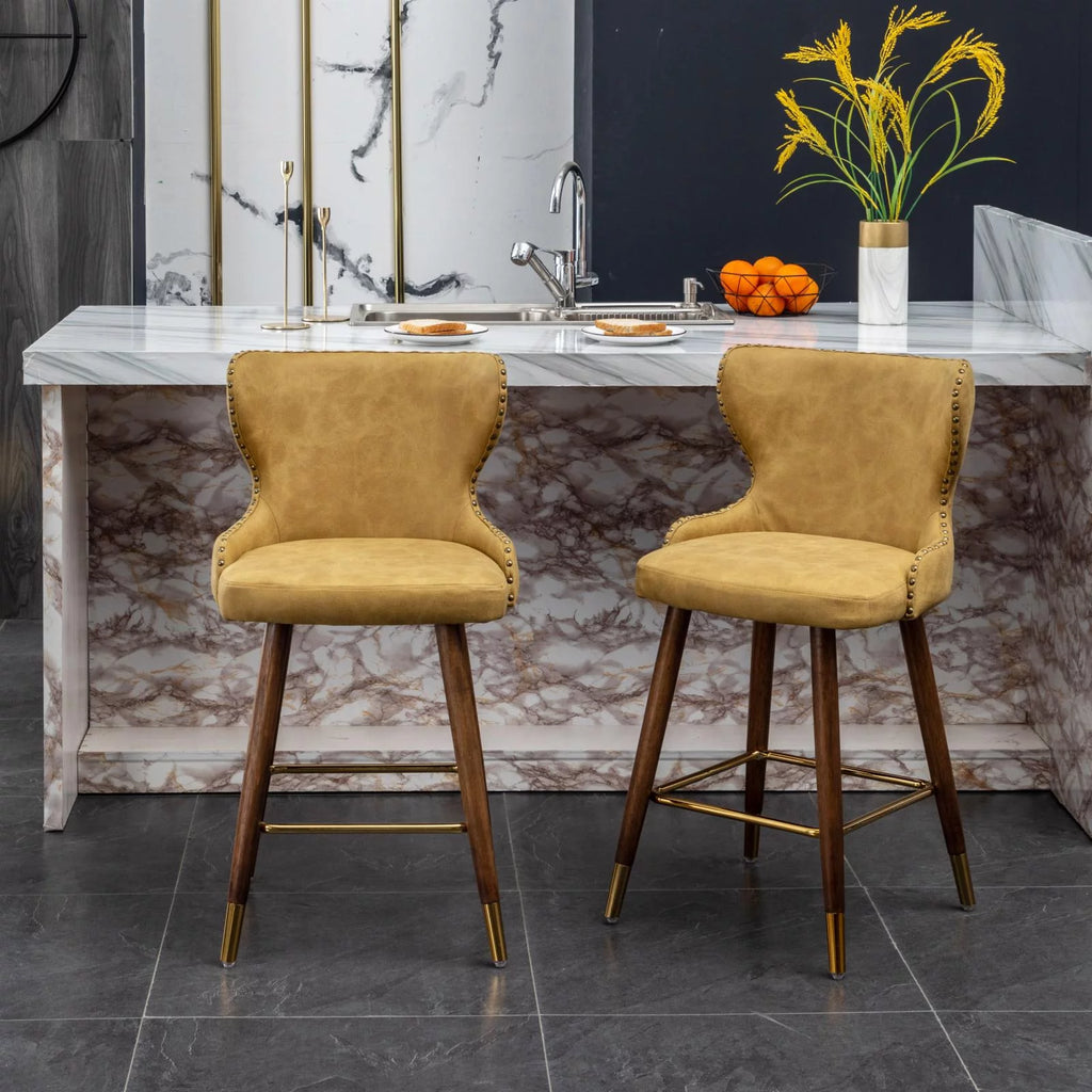 Yellow Faux Leather Counter Stool Set of 2 M8161