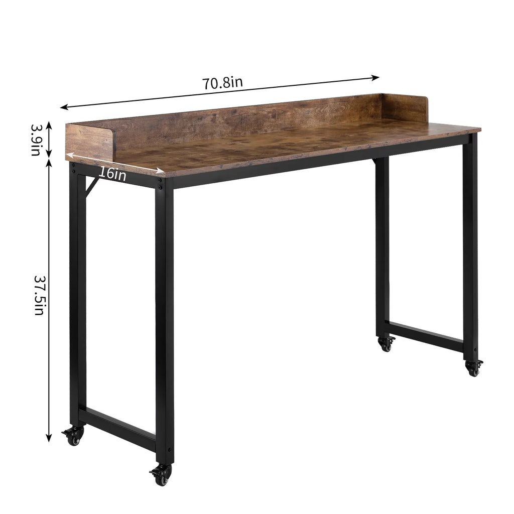 Brown Overbed Table with Wheels O292584