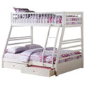 White Twin Over Full Storage Bunk Bed D2666