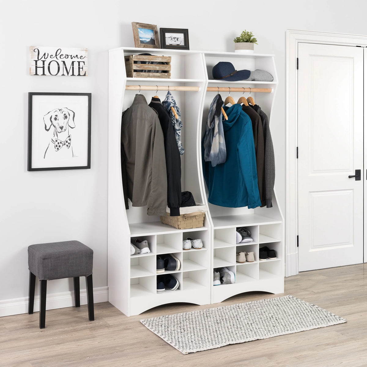 White Compact Wardrobe with Shoe Storage S9931