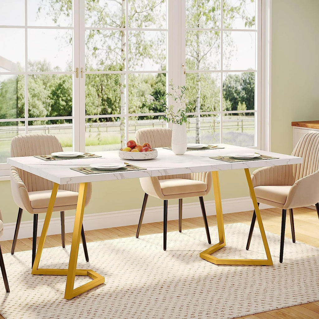 55" Faux Marble Rectangular Dining Table I73294