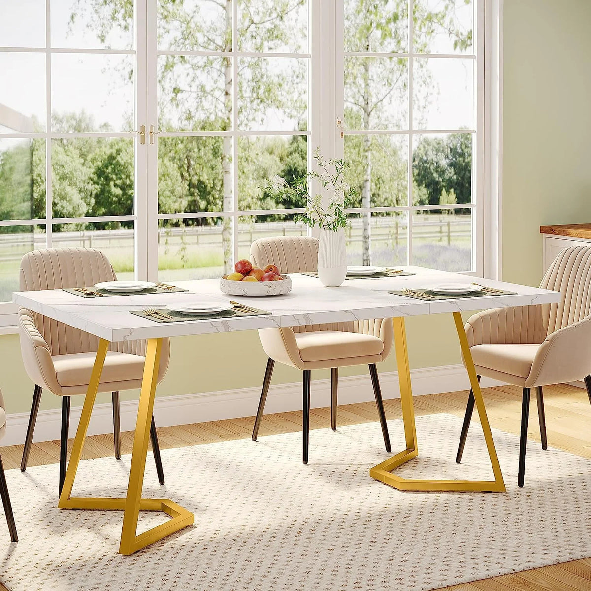 55" Faux Marble Rectangular Dining Table I73294