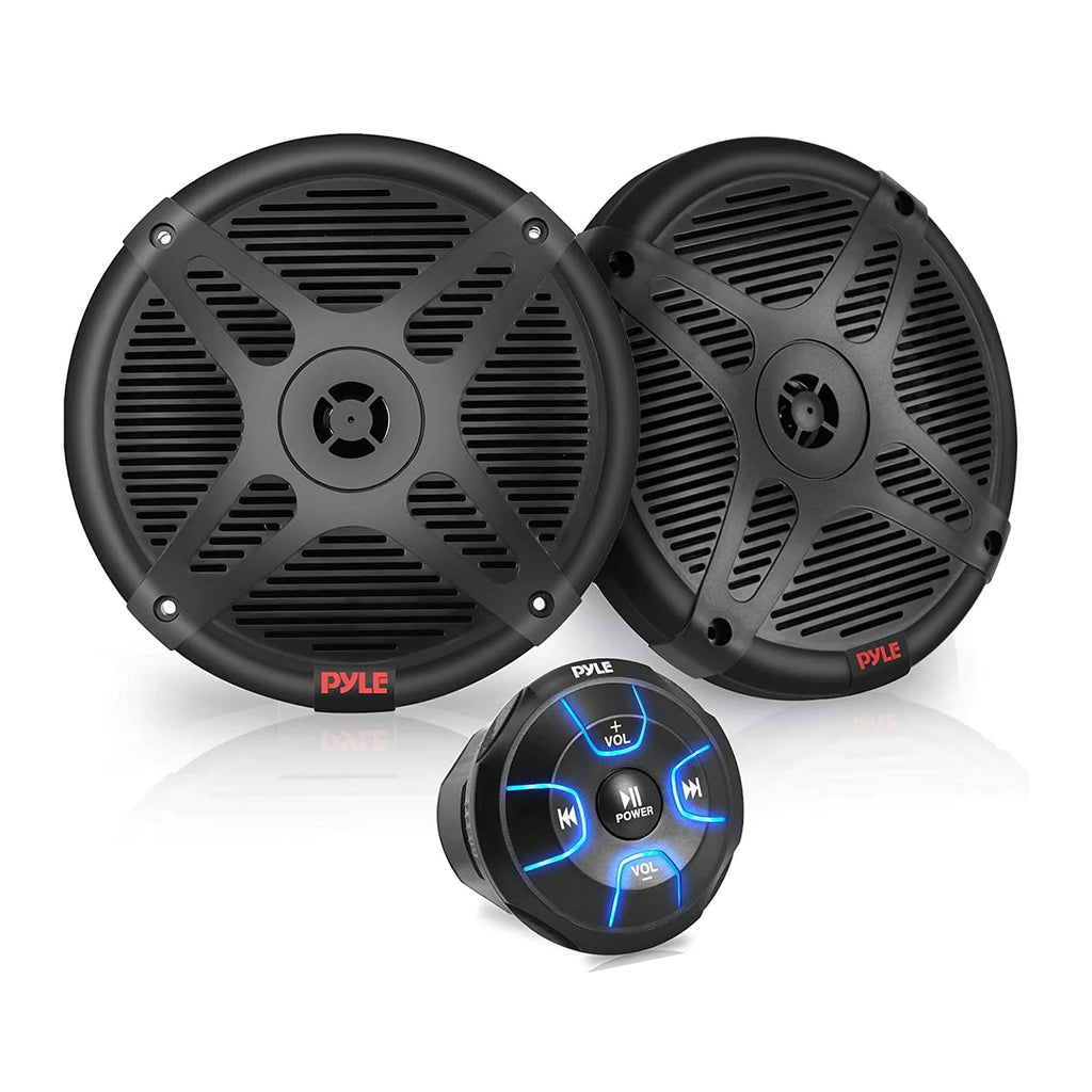 Black 6.5 Marine Speakers with Bluetooth Remote Control 2 Pack T40005