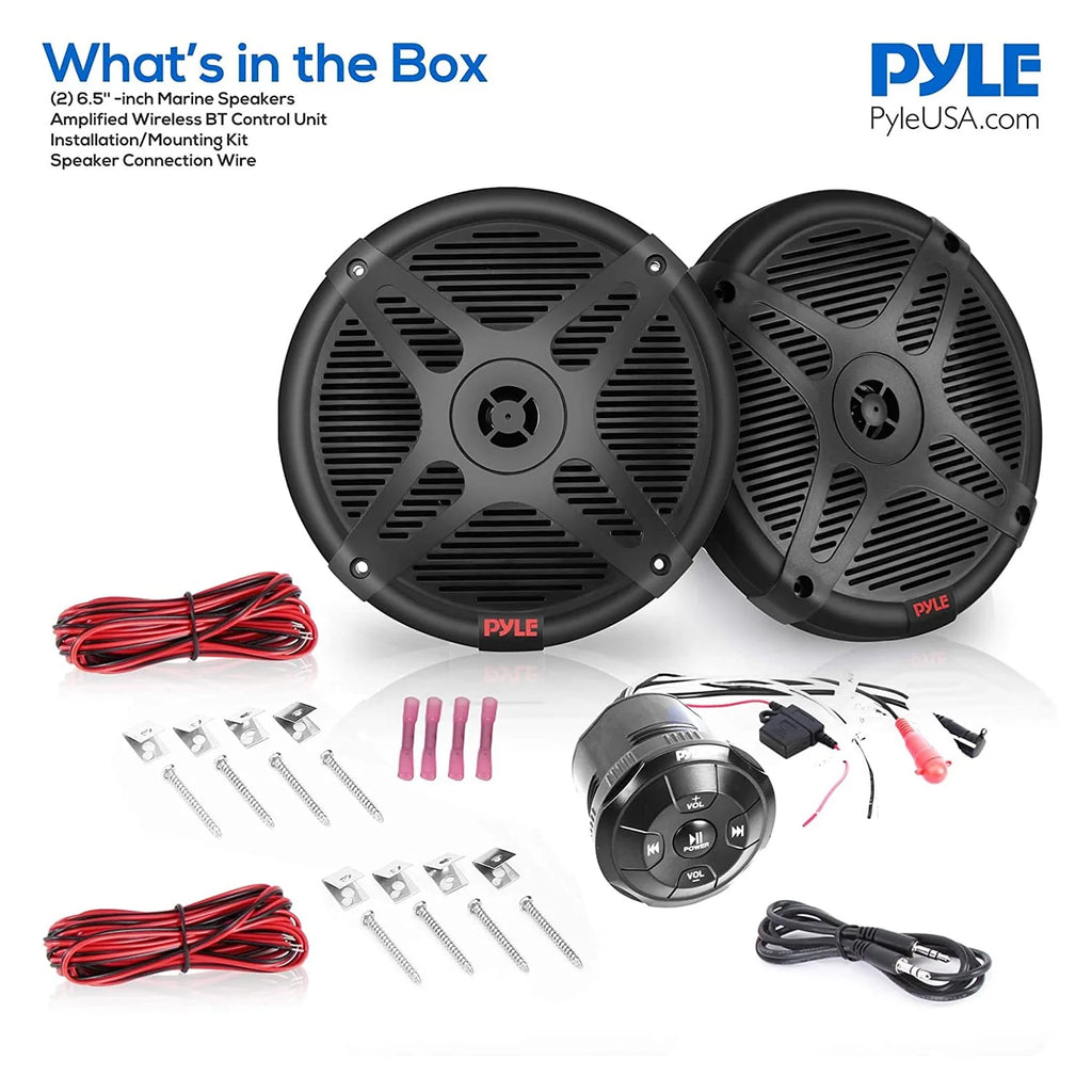 Black 6.5 Marine Speakers with Bluetooth Remote Control 2 Pack T40005
