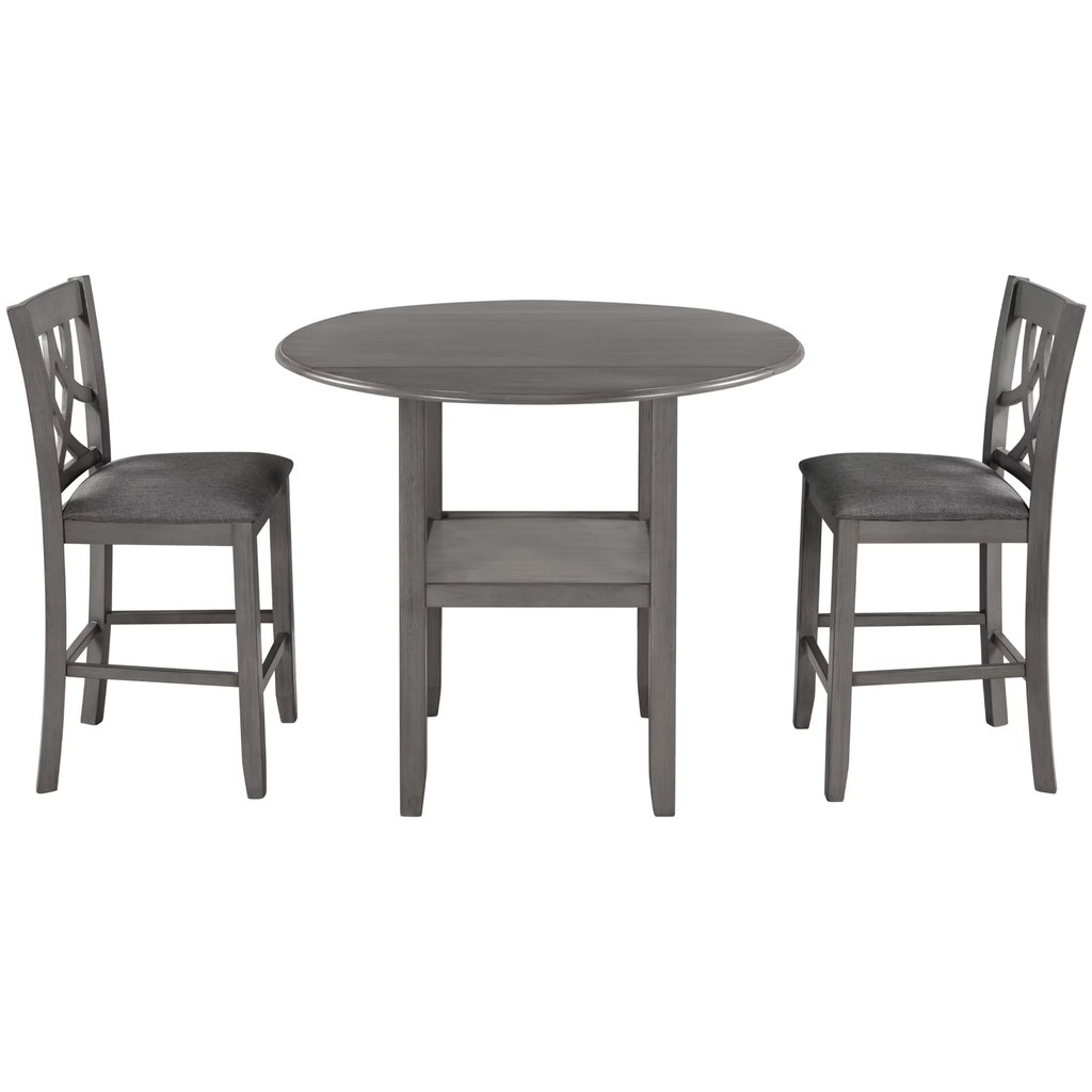 3-Piece Wooden Counter Height Dining Set with 2 Chairs X63359