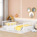 Queen Size Metal Floor Bed Frame with Fence and Door E40510