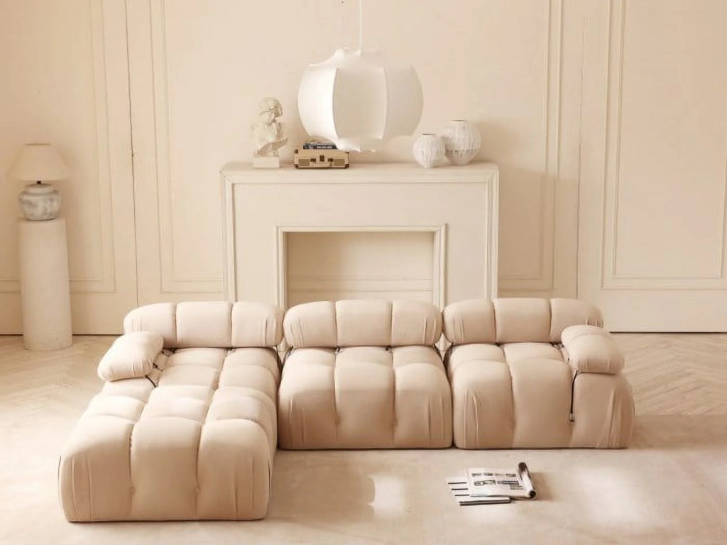 Tan Modular Sectional Sofa with Ottoman Z247
