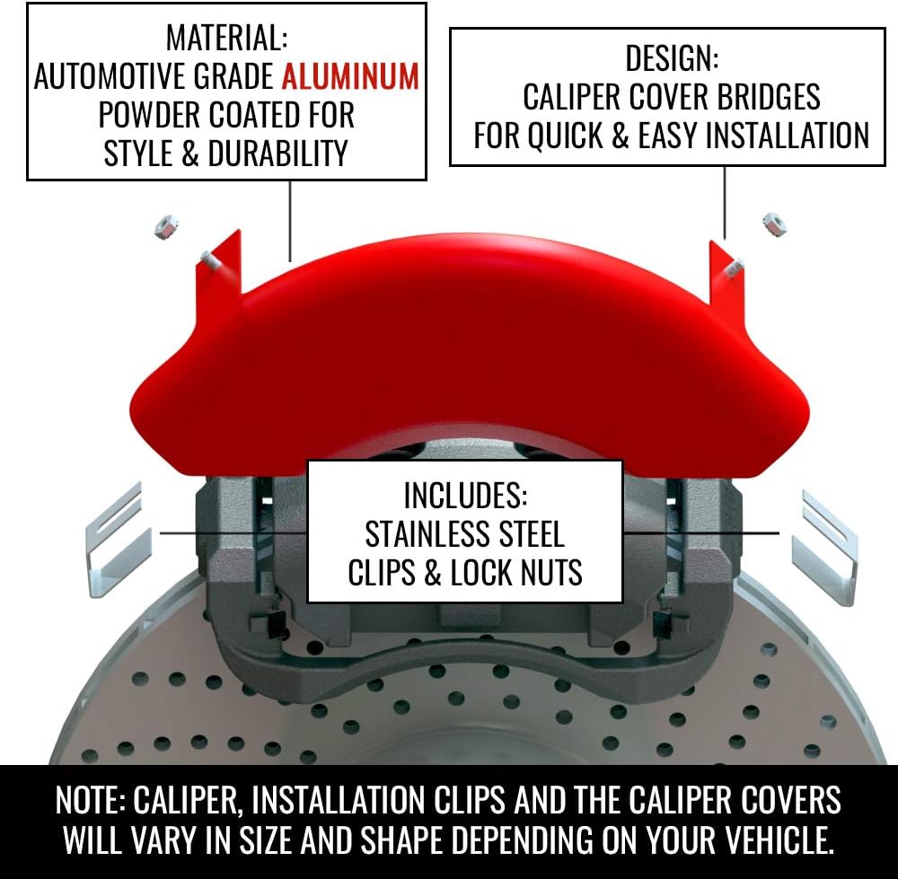 Red Powder Coat Finish Set of 4 Caliper Covers K6411