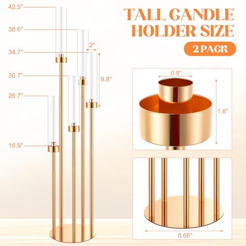 5 Arm Candelabra Floor Candle Holder with Acrylic Lampshade, Black, 4 Set V60350