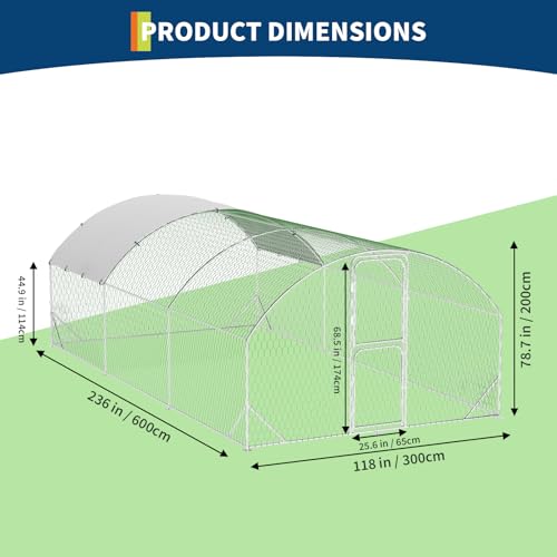 Large Metal Chicken Coop Run with Cover Y190049