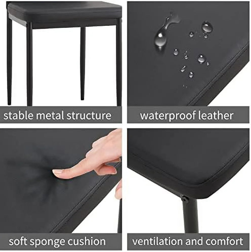 Dining Chairs Set of 6 High Back PU Leather Metal Legs V579