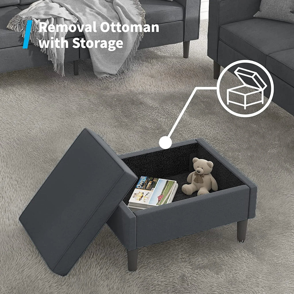 Convertible Sectional Sofa Couch with Storage Ottoman H5345