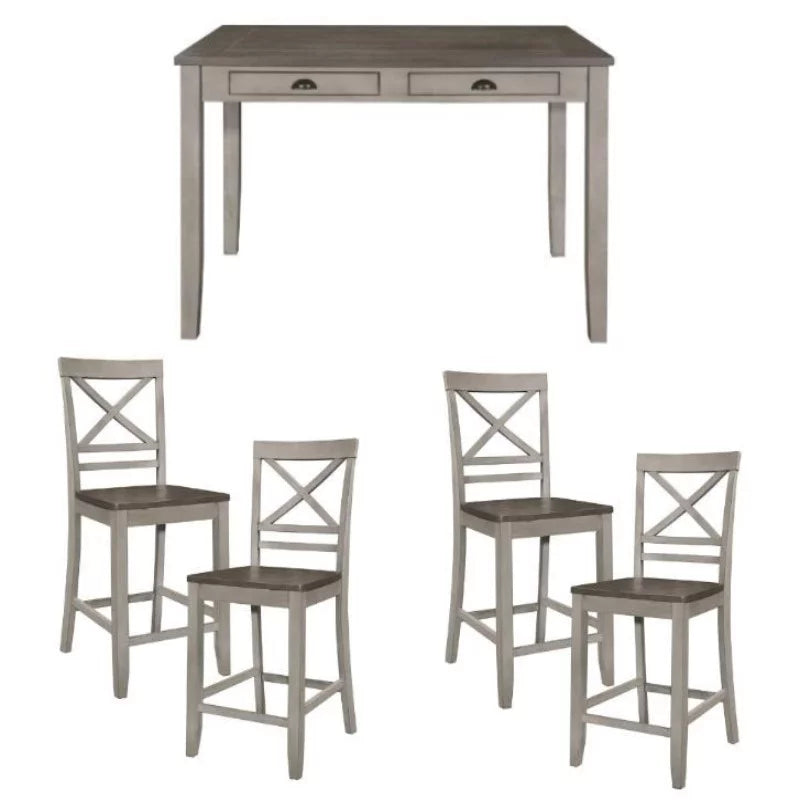 5-Piece Dining Table and 4 Counter Height Chair Set Y420519
