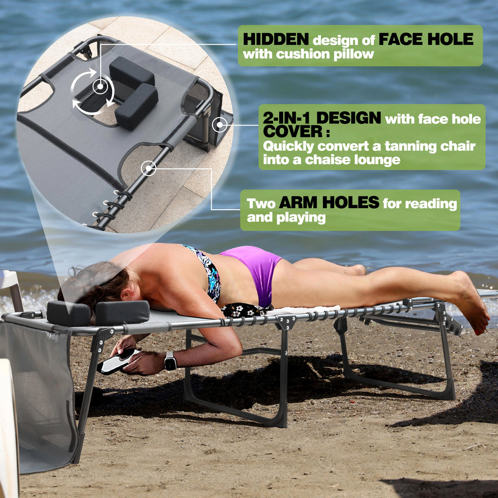 5-Position Adjustable Tanning Chair with Face & Arm Hole K615