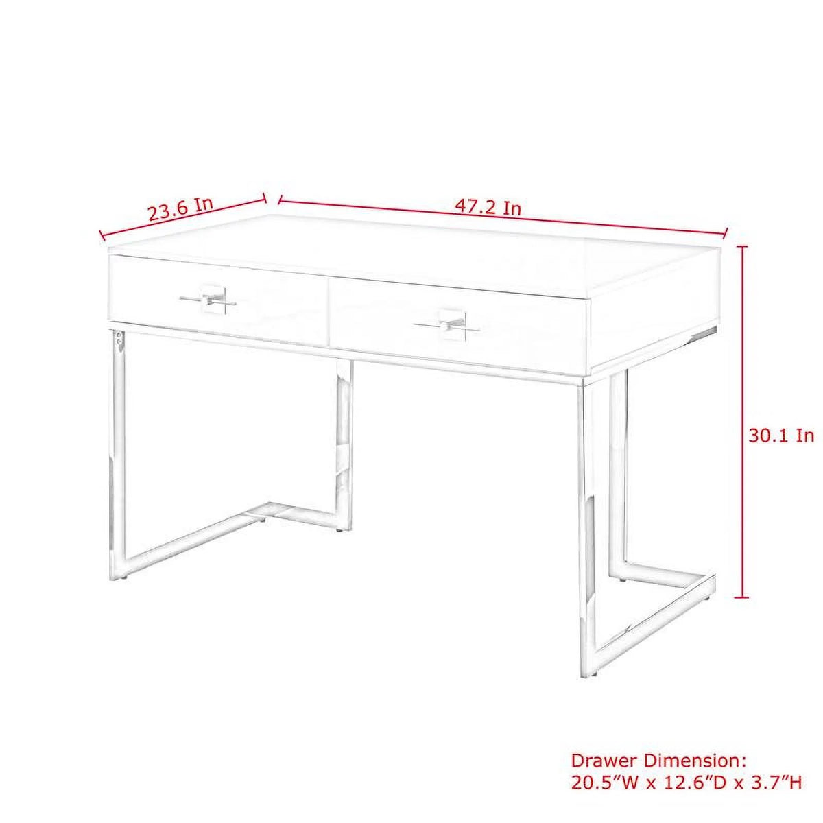 White 2-Drawers Stainless Steel Base Bedroom Vanity F4553