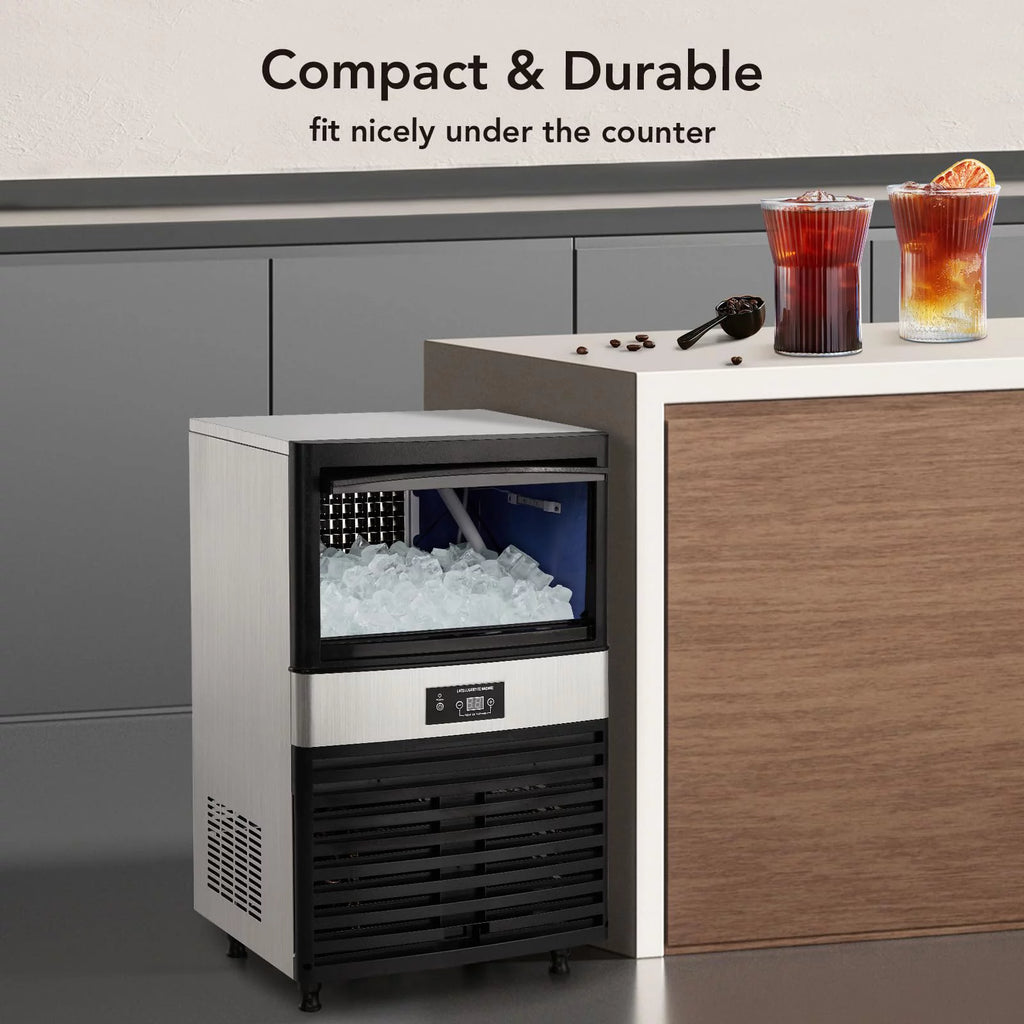 Commercial Stainless Steel Ice Maker Machine with 33lbs Ice Storage T633962