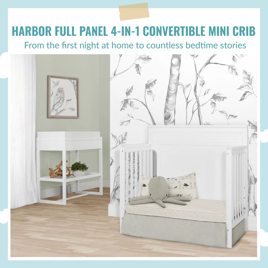 White 4-in-1 Convertible Mini Crib K43760