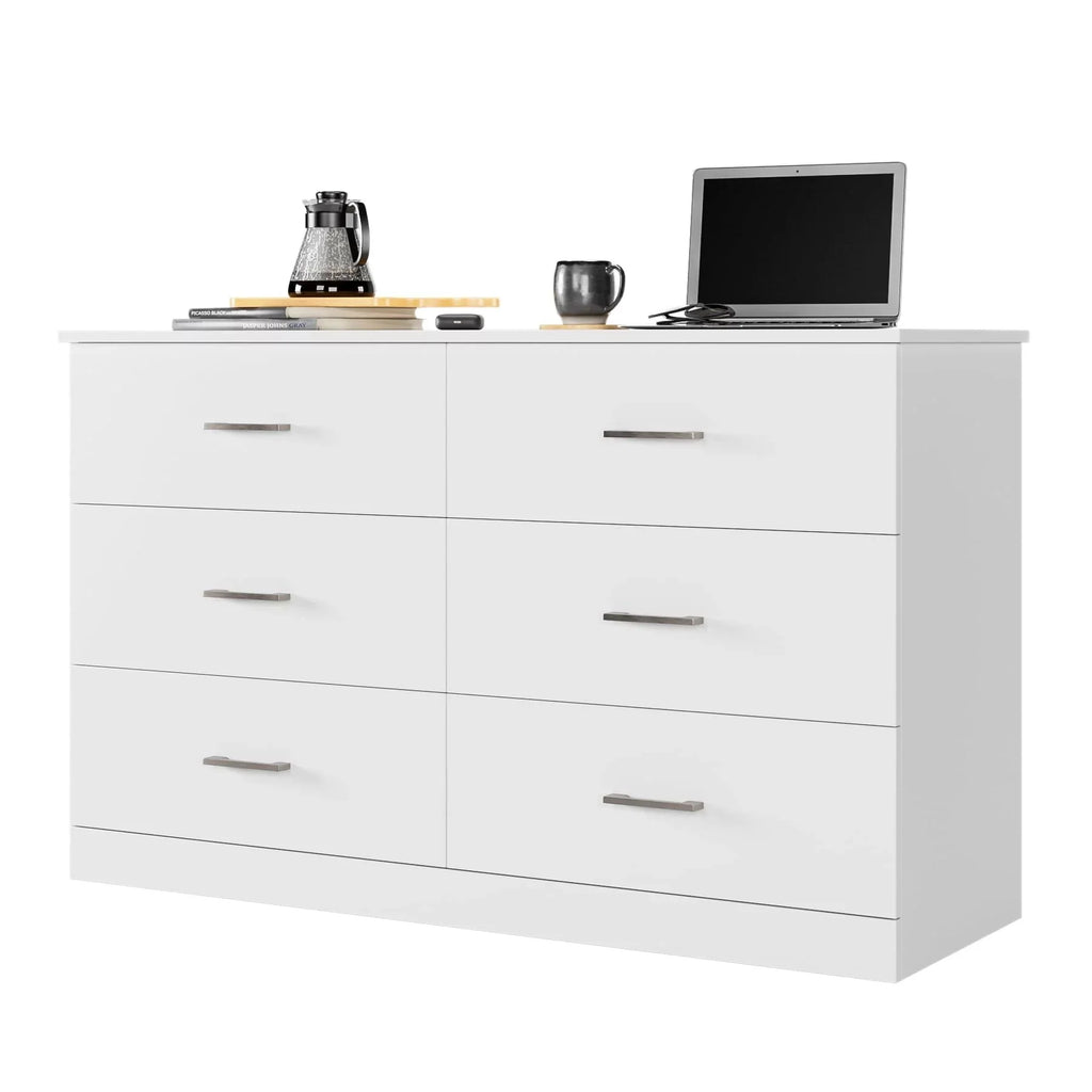 White 6 Drawer Wood Dresser P19680
